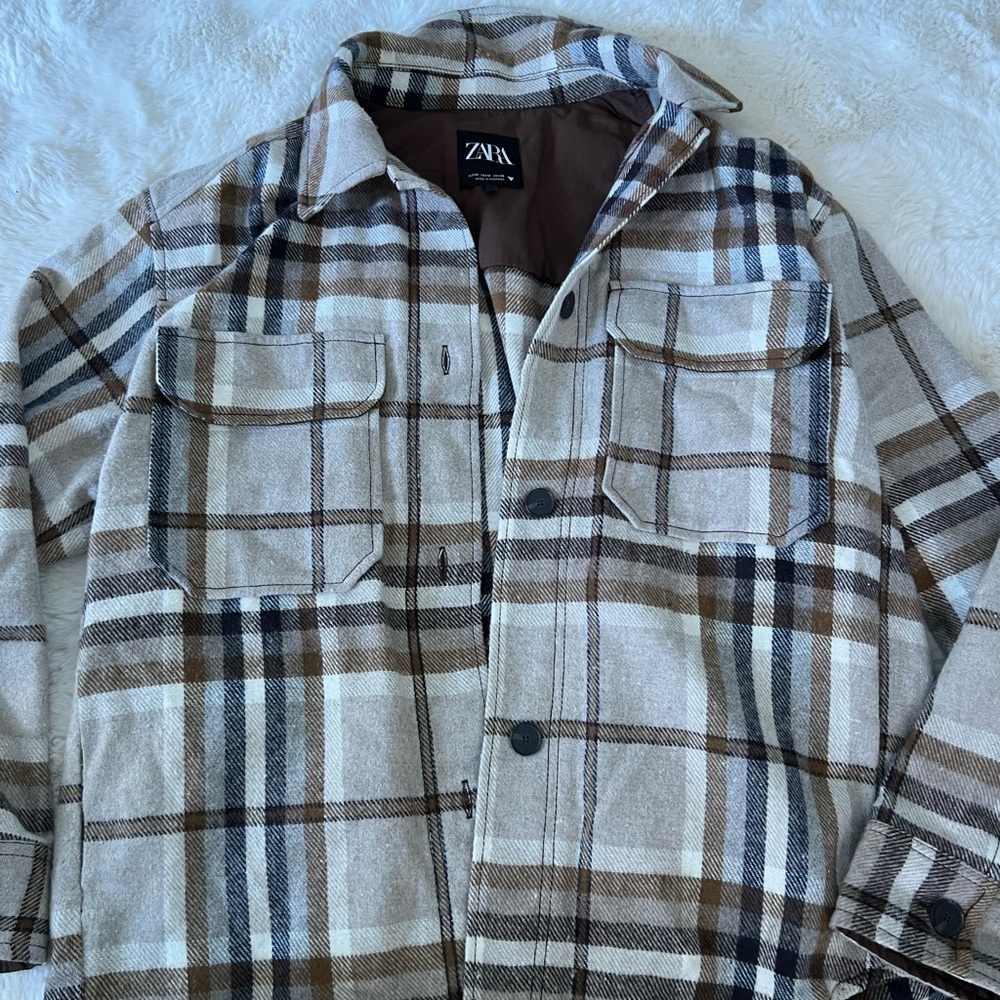 ONLY WORN ONCE Zara brown flannel